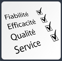 fiabilité, efficacité, qualité, service